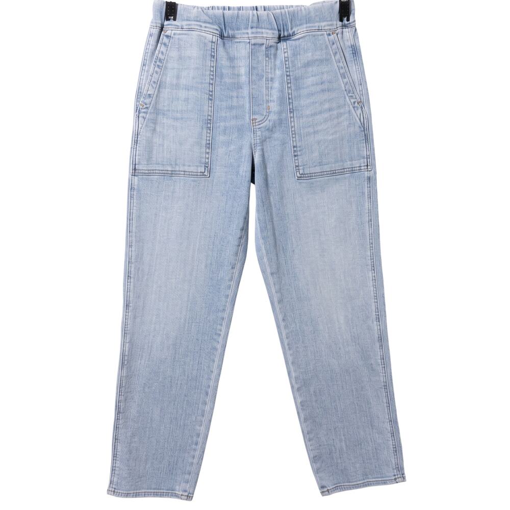 Madewell Pull-On Relaxed Tapered Leg Jeans Women's Small Light Blue Wash Elastic